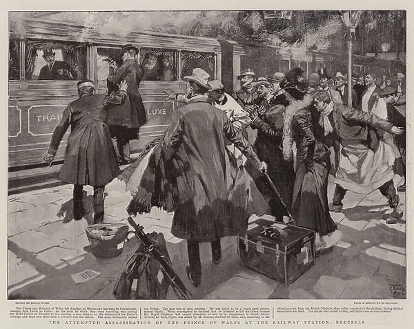 The Attempted Assassination of the Prince of Wales at the Railway Station, Brussels (litho)