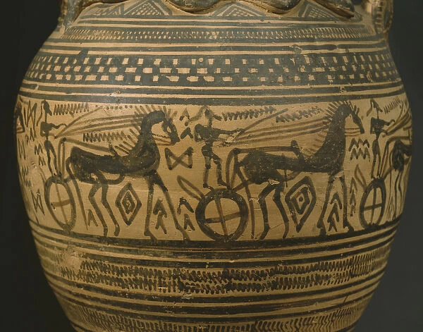 Attic amphora, Late Geometric II B Period (c. 720-700 BC) (painted clay) (detail