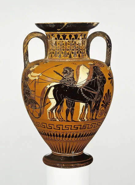 Attic black-figure neck amphora with apotheosis of Heracles, c. 530-20 BC (terracotta)