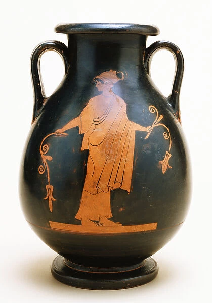 An Attic red-figure pelike depicting a female figure, 5th century BC (ceramic)