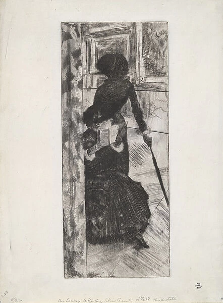 Au Louvre: La Peinture (Mary Cassatt), c. 1879-80 (etching and aquatint)