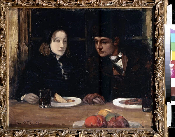 'Au Pays de la mer. Le Repas d adieu'. Peinture de Charles Cottet (1863-1925), 1897. Postimpressionnisme Huile sur toile. Dim : 54x64cm. Musee Pouchkine, Moscou