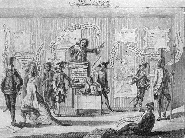 The Auction, by Matthew Darly, circa 1756 (engraving)