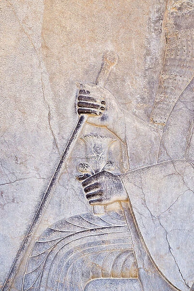 Audience scene of Darius I, detail, Persepolis, Iran (stone)