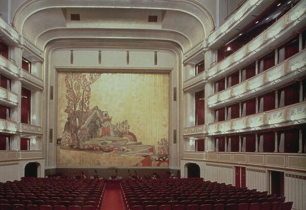 Auditorium of the Viennese State Opera House showing a scene from Orpheus, destroyed in 1945, rebuilt and opened again in 1955 (photo)