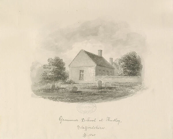 Audley Grammar School: sepia drawing, 1840 (drawing)