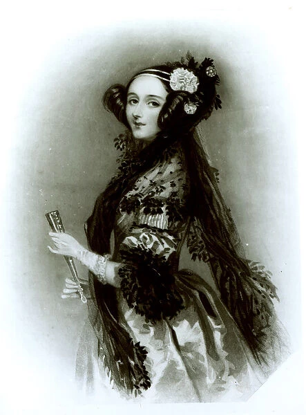 Augusta Ada Byron (1815-52) Countess of Lovelace (engraving) (b  /  w photo)