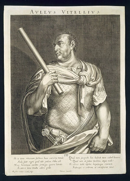 Aullus Vitellius Emperor of Rome 68 AD engraved by Aegidius Sadeler (1570-1629