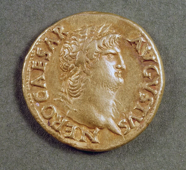Aureus (obverse) of Nero (AD 54-AD 68) wearing a laurel wreath