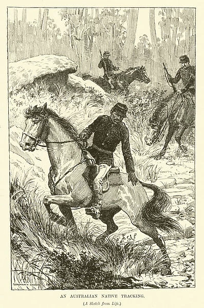 An Australian Native tracking (engraving)