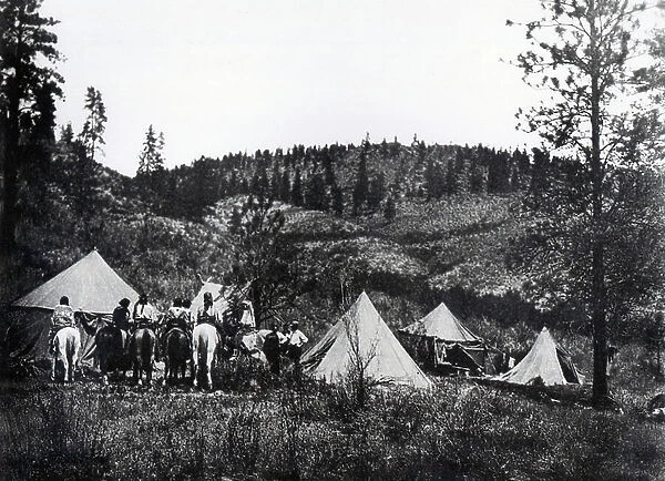 Author's Camp Among the Spokan, 1910 (b / w photo)
