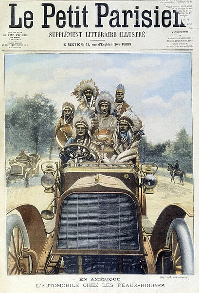 The automobile in the red skin - in 'Le Peute Parisien', circa 1905
