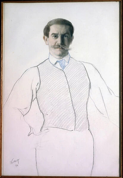 Autoportrait (Self-Portrait) - Dessin de Leon Bakst (1866-1924), Dim. 32, 6x28, 6 cm, 1906 - State Tretyakov Gallery, Moscow (Russie)