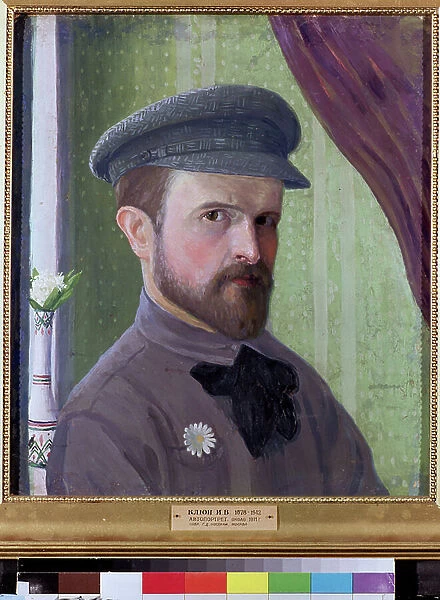 Autoportrait (Self Portrait). Oeuvre de Ivan Vassilyevich Klyun (Kliun) (Ivan Klioune) (1873-1943), huile sur carton, 1909-1910. Art russe, debut 20e siecle. State Tretyakov Gallery, Moscou (Russie)