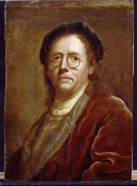 Autoportrait (Self Portrait). Oeuvre de Jan (Jean) Kupecky (Kupetzki)(1667-1740), huile sur carton. Art Tcheque, 18e siecle, art baroque. State A. Pushkin Museum of Fine arts, Moscou