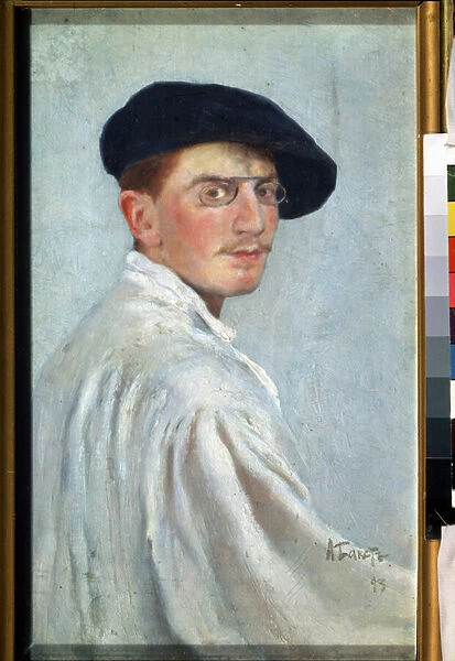 Autoportrait (Self portrait). Peinture de Leon bakst (1866-1924). Huile sur toile, 34 x 21 cm, 1893. Art russe, art nouveau. State Russian Museum, Saint Petersbourg