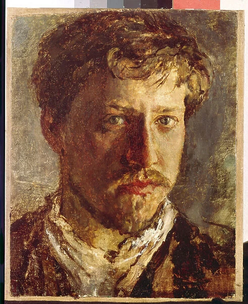 Autoportrait. (Self Portrait). Peinture de Valentin Alexandrovich Serov (1865-1911), huile sur toile, vers 1880. Art russe, 19e siecle, realisme. Collection privee