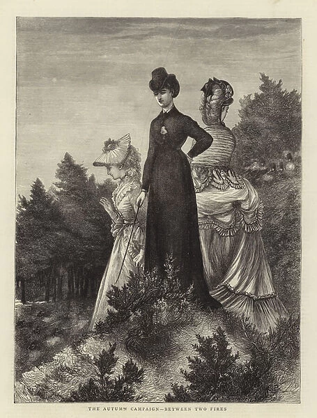 The Autumn Campaign, between two fires (engraving)
