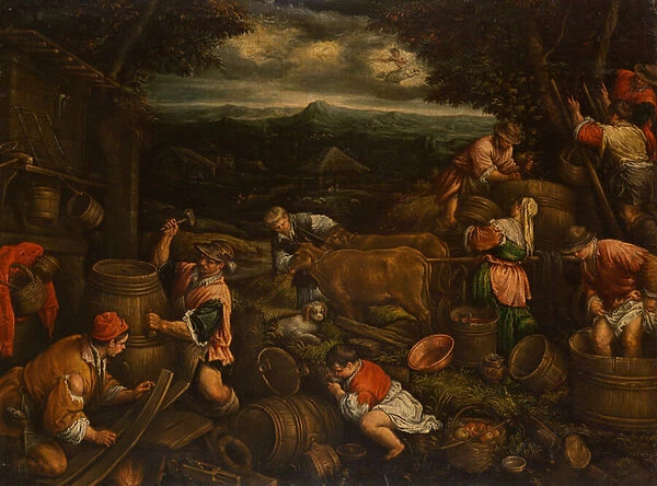Autumn (Grape Harvest), c. 1585-90 (oil on canvas)