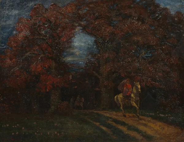 Autumn Landscape with Horsemen (oil on canvas)