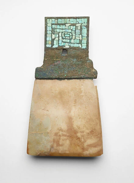 Axe, c. 1300-c. 1050 BC (bronze with turquoise inlay and jade (nephrite) blade)