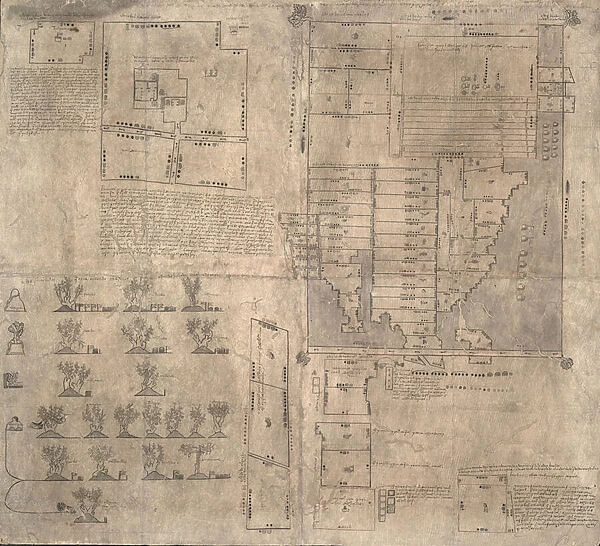 Aztec Oztoticpac map par Pre-Columbian art, c. 1540 - Museo Nacional de Antropologia, Mexico