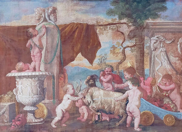 Bacchanal with cherubs, 17th century (oil on canvas)