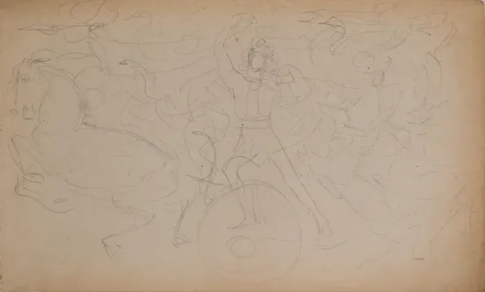 Framed Print : Bacchanalian Fun Exploit (pencil)