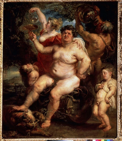 Bacchus (Bacchus). Peinture de Pierre Paul (Pierre-Paul) Rubens (ou Peter Paul ou Petrus Paulus) (1577-1640). Huile sur toile, 191 x 161, 3 cm, 1638-1640. Art flamand, style baroque. Musee de l ermitage, Saint Petersbourg
