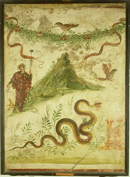 Bacchus and Mount Vesuvius, 1st century AD, Roman (wall painting)