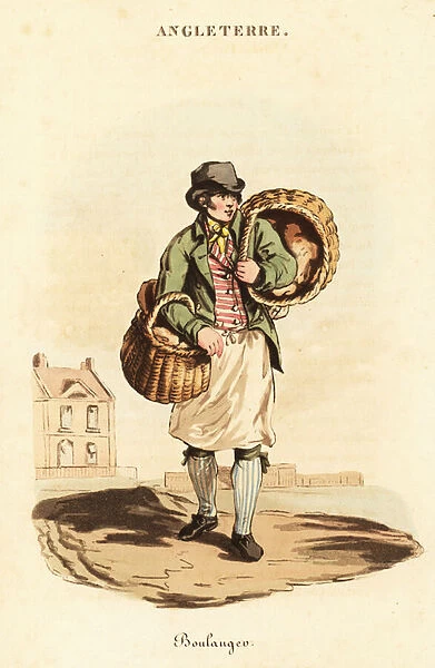 Baker delivering bread in London, 1800s. 1821 (engraving)