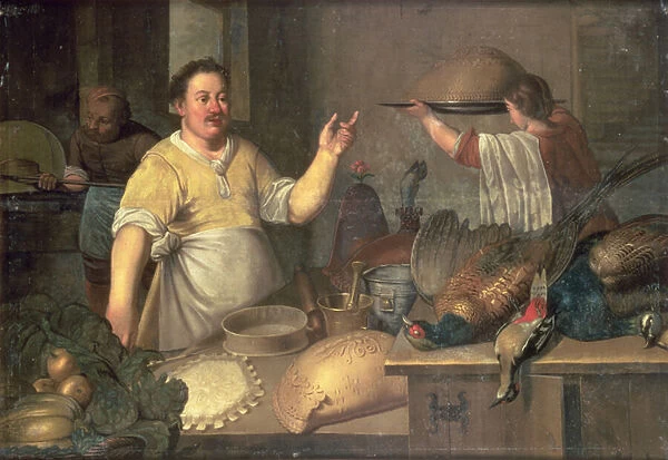 A Baker Preparing Pies (oil on canvas)
