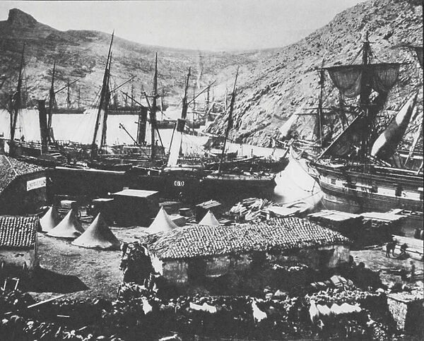 Balaclava Harbour duing Crimean War, 1854-56 (b  /  w photo)