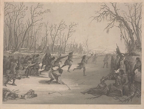 Ball Play of the Dahcota (Sioux) Indians, etching by Charles Kennedy Burt (1823-92)