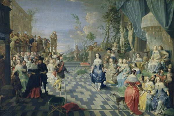 A Ball on the Terrace of a Palace (oil on canvas)