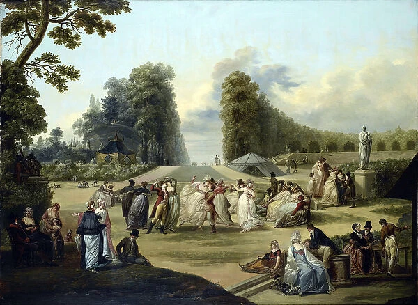 Ball in the Tivoli Gardens, Paris - Peinture de Francois Louis Joseph Watteau (1758-1823)