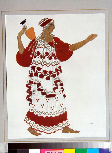 Ballets russes : 'Nymphe'Costume dessine par Leon Bakst (1866-1924) pour le ballet 'L apres midi d un faune'de Claude Debussy, 1912 Collection privee