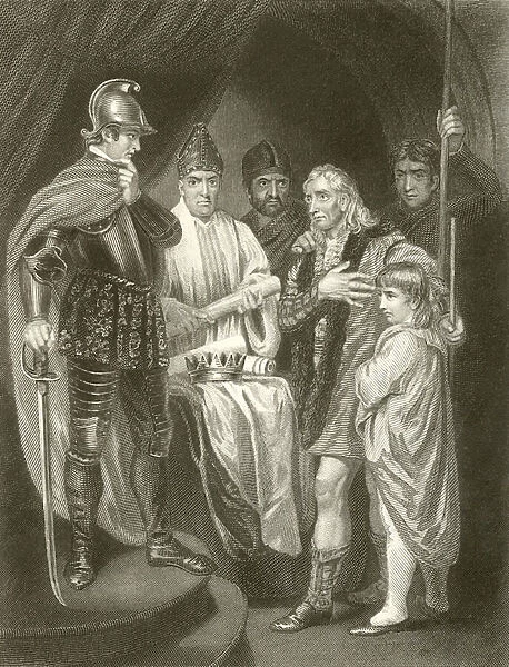 Balliol surrendering his crown to Edward I (engraving)