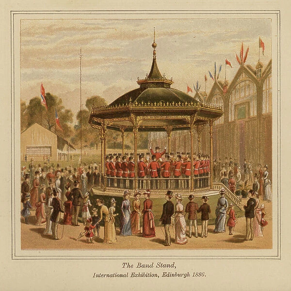 The Band Stand, International Exhibition, Edinburgh, 1886 (colour litho)