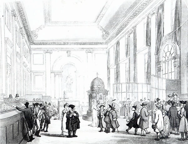 Bank of England, Great Hall, from Ackermanns Microcosm of London, 1809