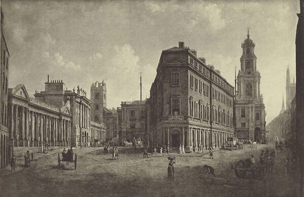 Bank of England and Royal Exchange, 1790 (litho)