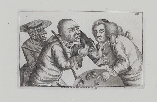 Bankrupt Toby and wife Doxy begging for cheese and ale in a tavern (engraving)