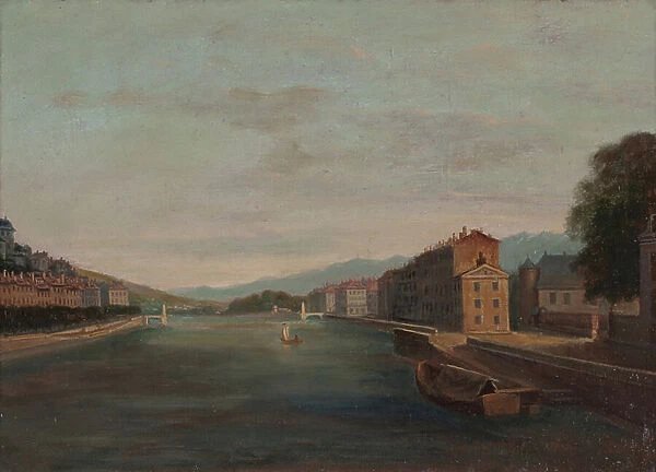 Banks of the Isere in Grenoble 1864 (Oil on canvas)