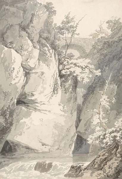 On the Banks of the Lago di Como, c. 1796 (wash over graphite on paper)