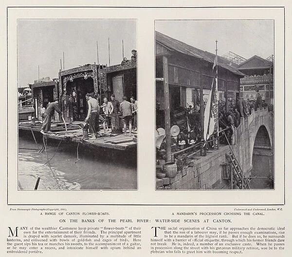 On the banks of the Pearl River, water-side scenes at Canton (b  /  w photo)