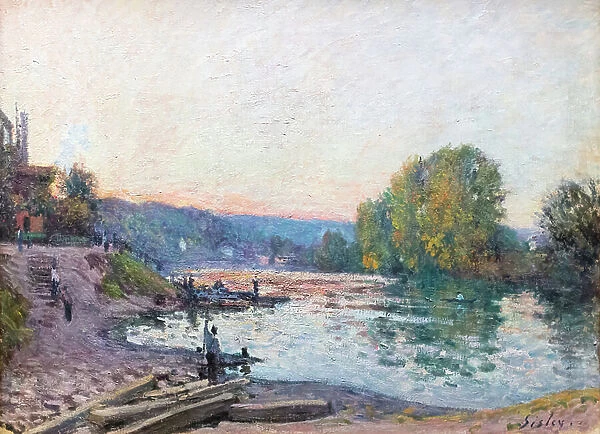 Banks of the Seine, sunlight effect at dusk, date unknown (oil on canvas)