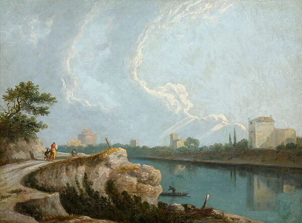 Banks of the Tiber, Rome (oil on canvas)