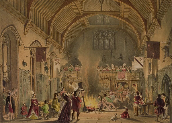 Banquet in the baronial hall, Penshurst Place, Kent, from