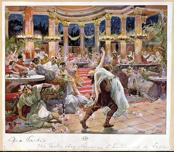 A Banquet in Neros palace, illustration from Quo Vadis