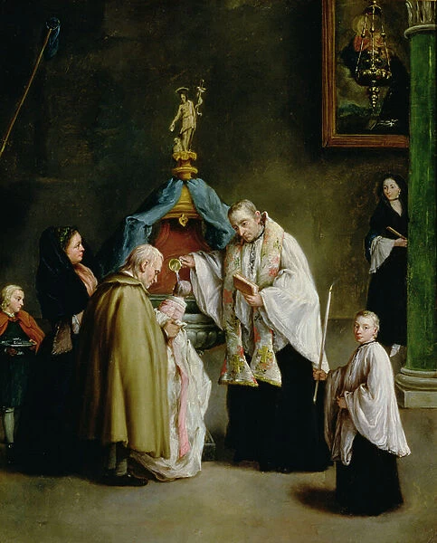The baptism, 18th century (oil on canvas)